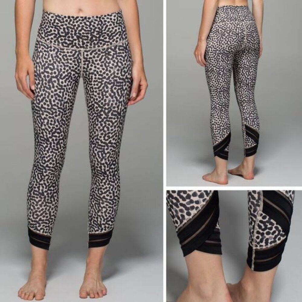 LULULEMON High Times Pant Wrap Mesh Size 4 Ace Spot Grain Black